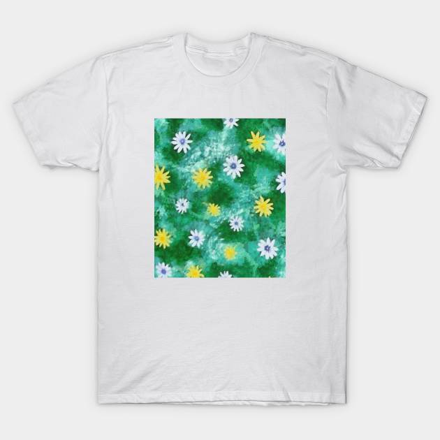 Green Watercolor Floral Pattern T-Shirt by FloralPatterns
